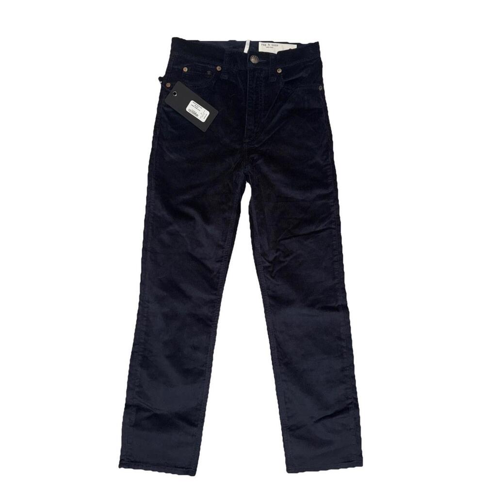 New Rag & Bone Wren Blue Corduroy Jeans High-Rise Slim Straight Size 24 $245